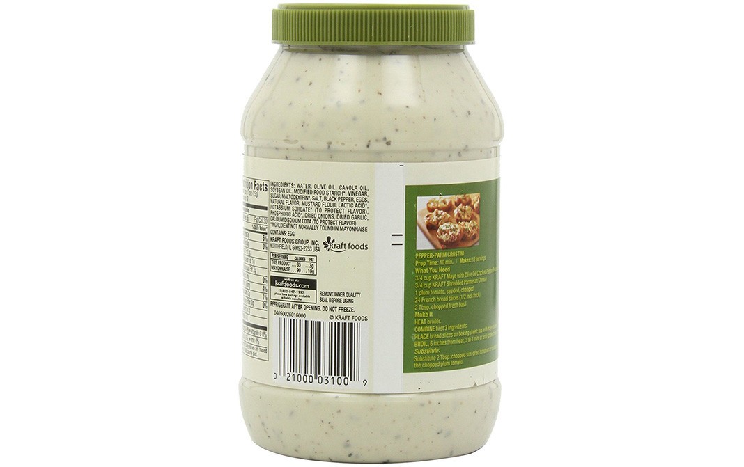 Kraft Mayo With Olive Oil, Cracked Pepper   Plastic Jar  887 millilitre